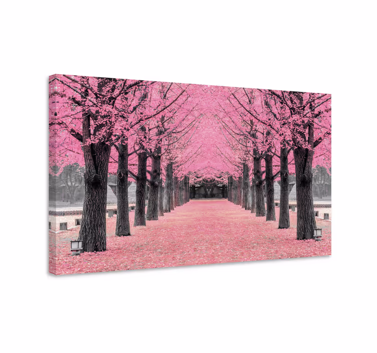 Copaci roz pădure imagini pânză pentru hol - TenStickers