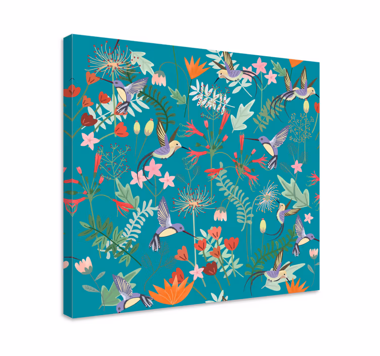 Tablou flori şi plante deliciul colibri floral - TenStickers