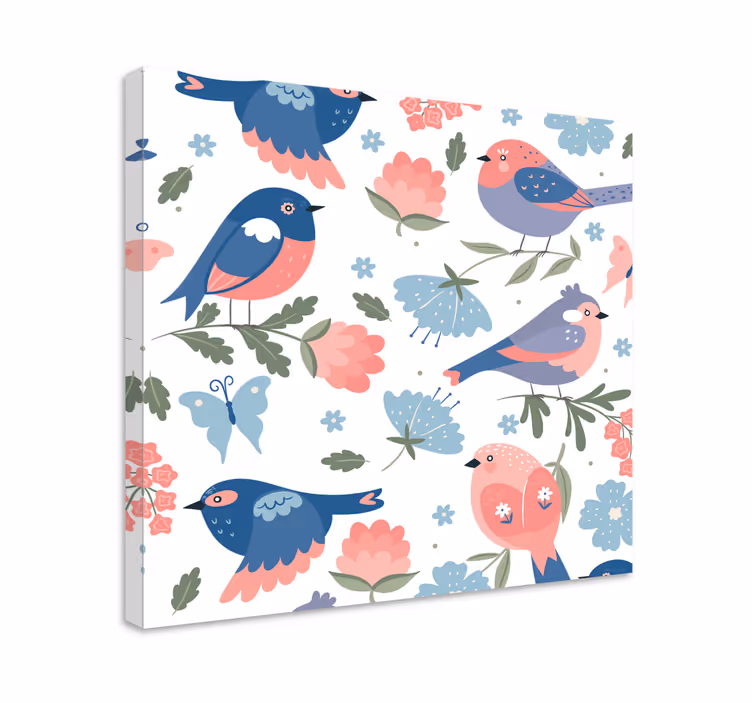 Tablou flori şi plante păsări colorate florale - TenStickers