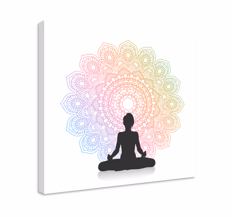 Curcubeu yoga mandala pânză artă de perete - TenStickers