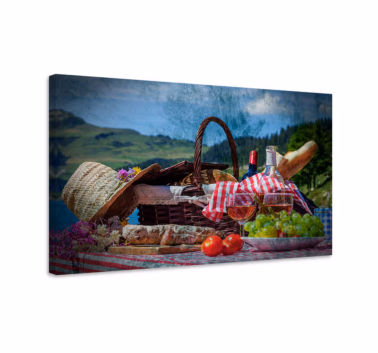 Tablou peisaje scenă cu coș de picnic - TenStickers