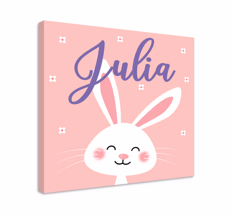 Fundal roz cu panza de pepinieră de iepurași - TenStickers