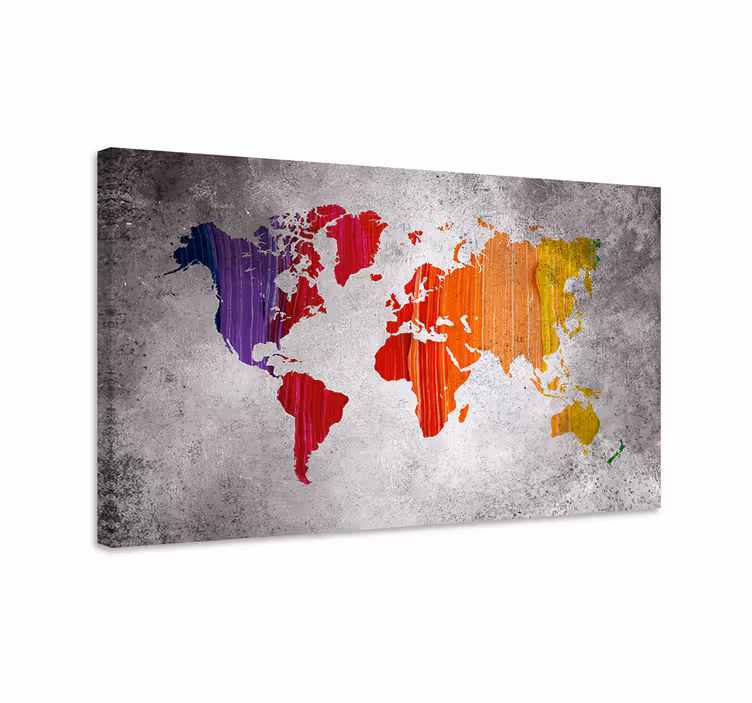 Tablou harta lumii geografie abstractă vibrantă - TenStickers