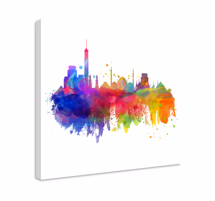 Tablou orașe peisaj urban colorat - TenStickers
