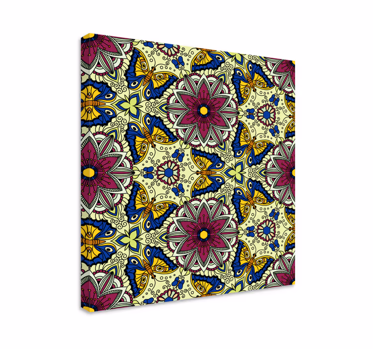 Tablou flori şi plante cu model fluture floral - TenStickers