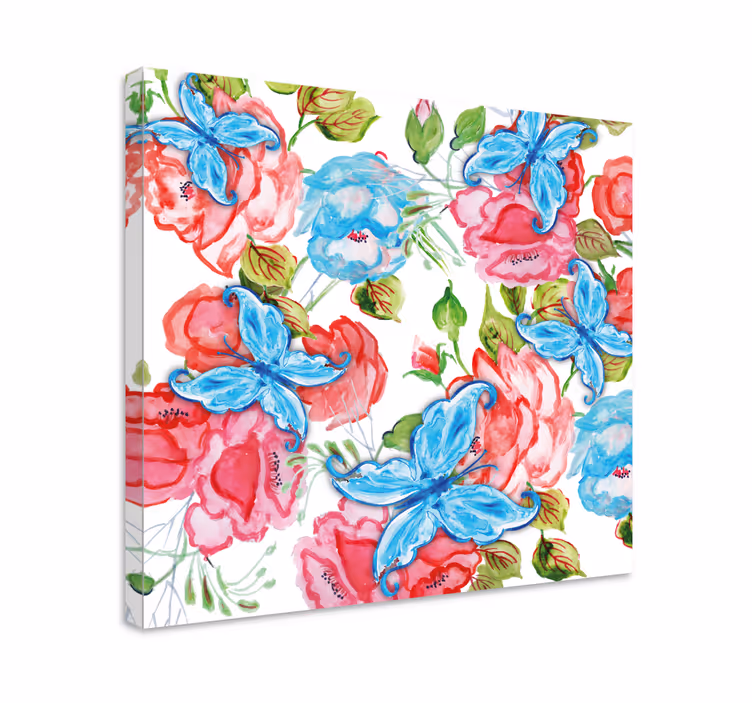 Tablou flori şi plante aranjament floral cu fluturi - TenStickers