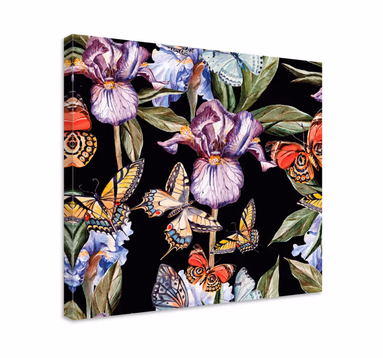 Tablou flori şi plante fluturi şi irisuri - TenStickers