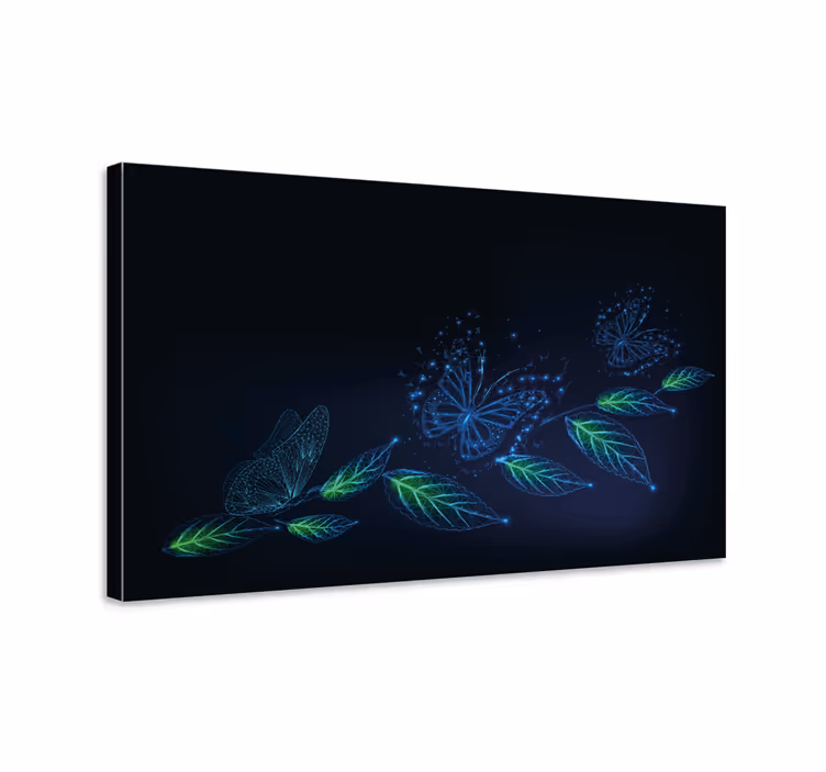 Flori de neon și pânză fluture artă de perete - TenStickers