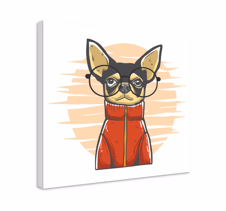 Chiahuahua cu ochelari amprente de pânză de câine - TenStickers