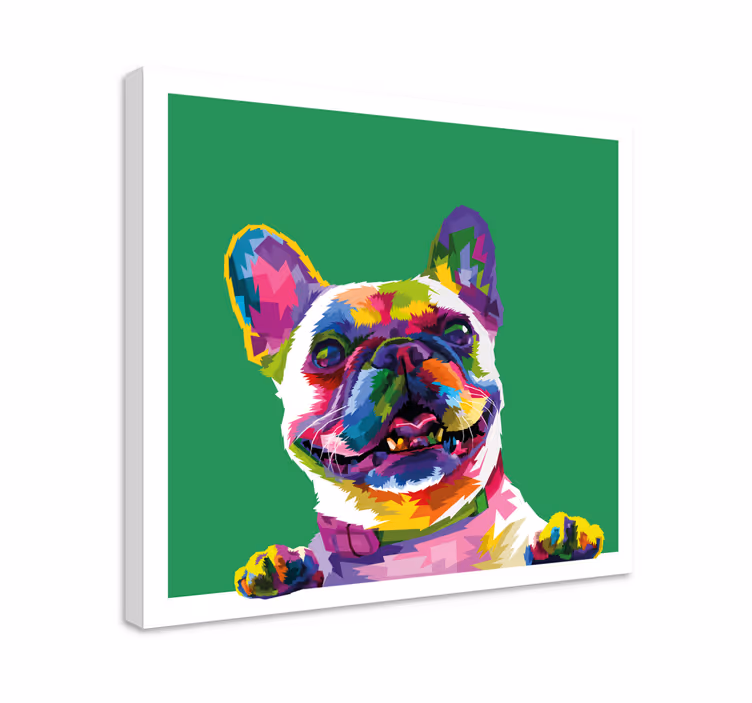 Bulldog francez curcubeu câine imprimeuri de pânză - TenStickers