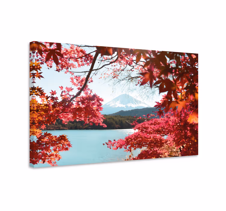 Tablou flori şi plante muntele fuji înramat - TenStickers