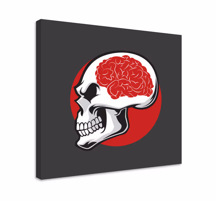 Craniu roșu cu creier artă de perete modernă - TenStickers