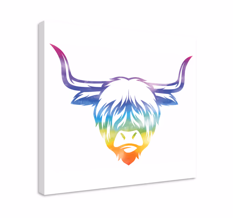 Tablou animale vacă de munte colorată - TenStickers