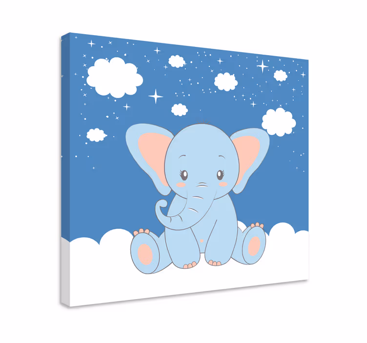 Pânză drăguță drăguț bebeluș elefant albastru - TenStickers
