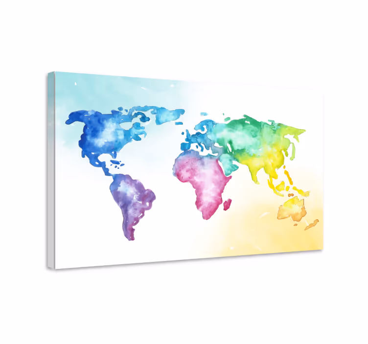 Tablou harta lumii atlas global în acuarelă - TenStickers