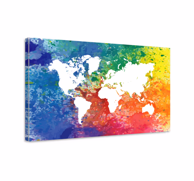 Tablou harta lumii hartă abstractă colorată - TenStickers
