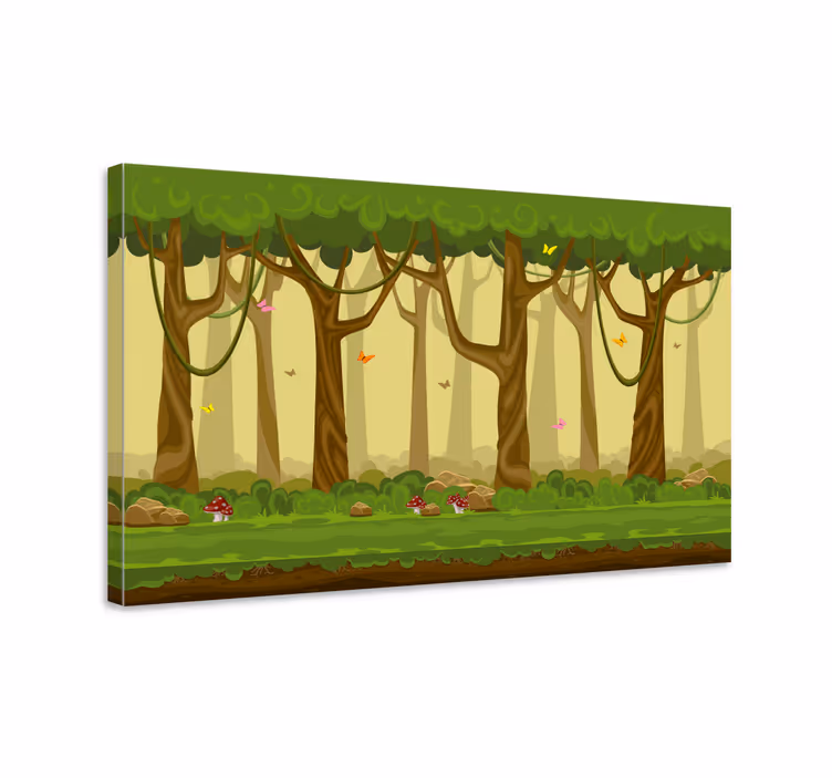 Pânză de artă de perete cu desene animate de pădure - TenStickers