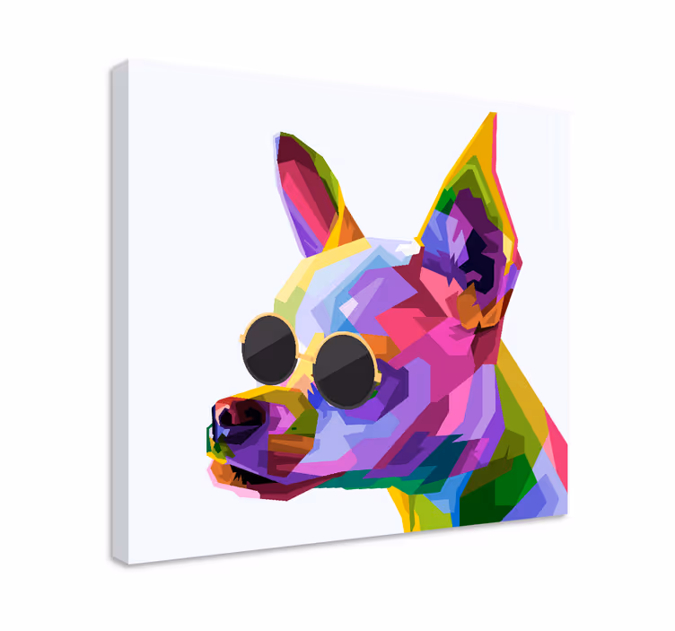 Chiuaua multicolor cu ochelari imprimeuri pe panza - TenStickers