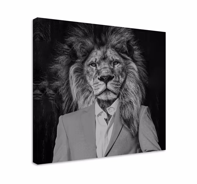 Tablou animale leu în costum - TenStickers