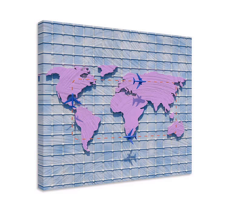 Tablou harta lumii hartă globală stilizată - TenStickers