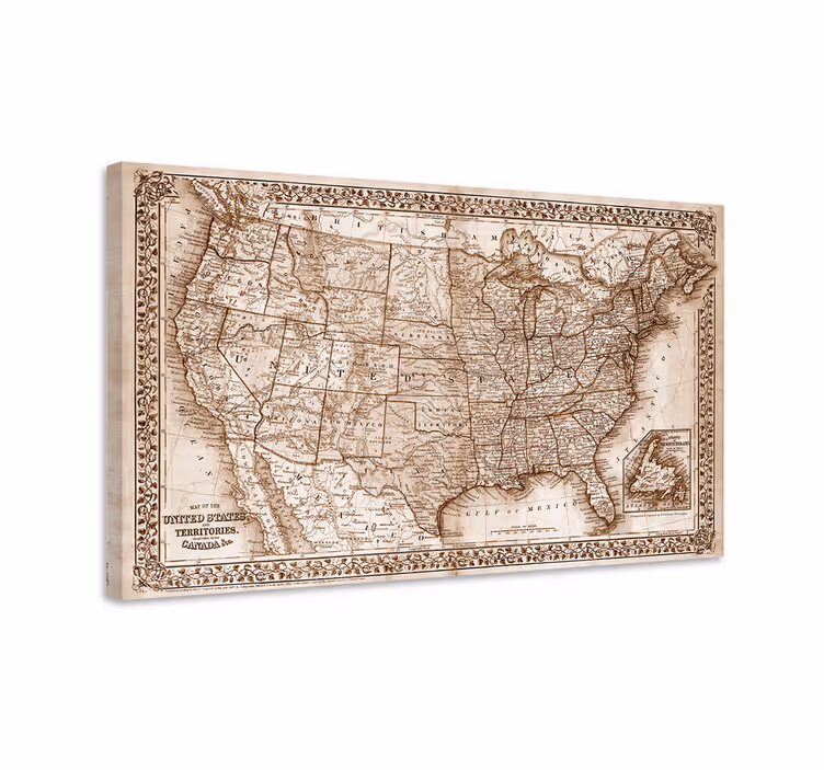 Pânză de hârtie mondială vintage din america de nord - TenStickers