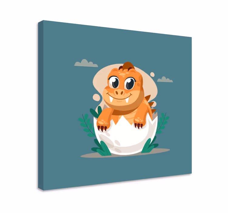 Tablou dinozauri pui drăguț care eclozează - TenStickers