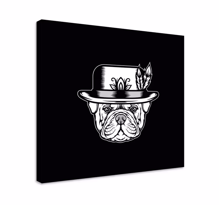Bulldog pe fundal negru imprimeuri de pânză de câine - TenStickers
