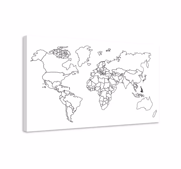 Pânză modernă de hartă mondială minimală - TenStickers