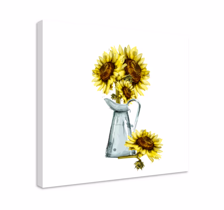 Tablou flori şi plante floarea-soarelui în ulcică - TenStickers