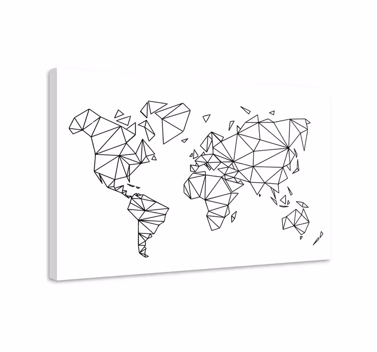 Tablou harta lumii contur geometric al universului - TenStickers
