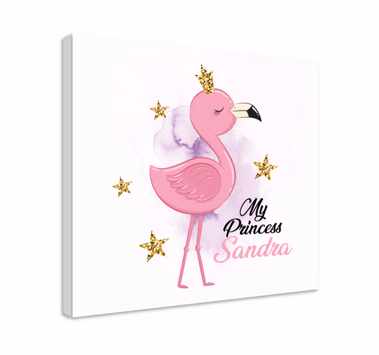 Tablou animale prințesa mea flamingo cu nume - TenStickers