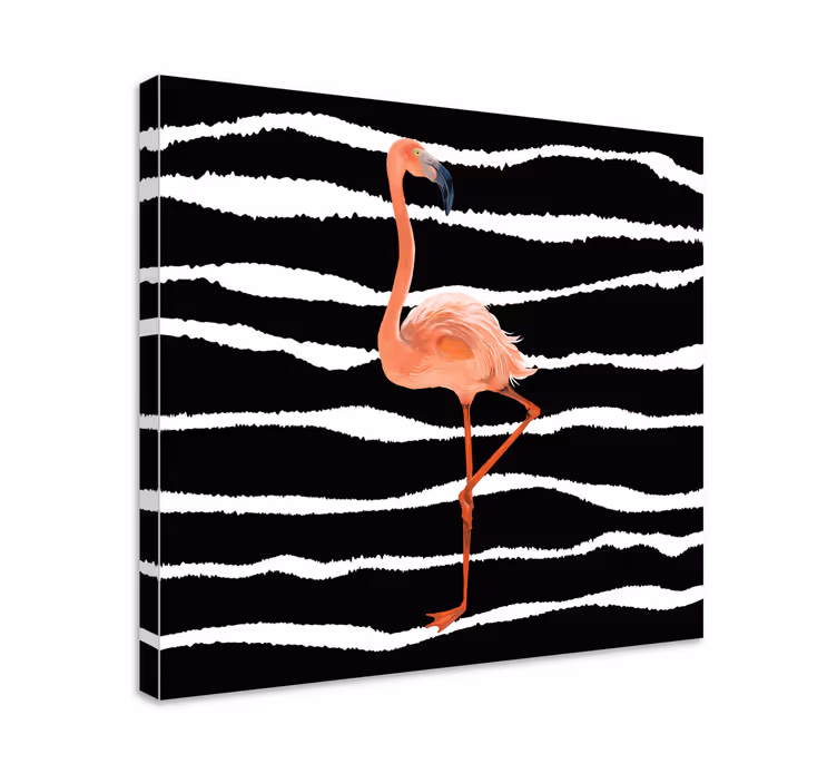 Tablou păsări flamingo pe dungi - TenStickers