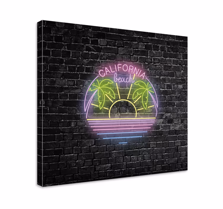 Tablou orașe plaja din california neon - TenStickers