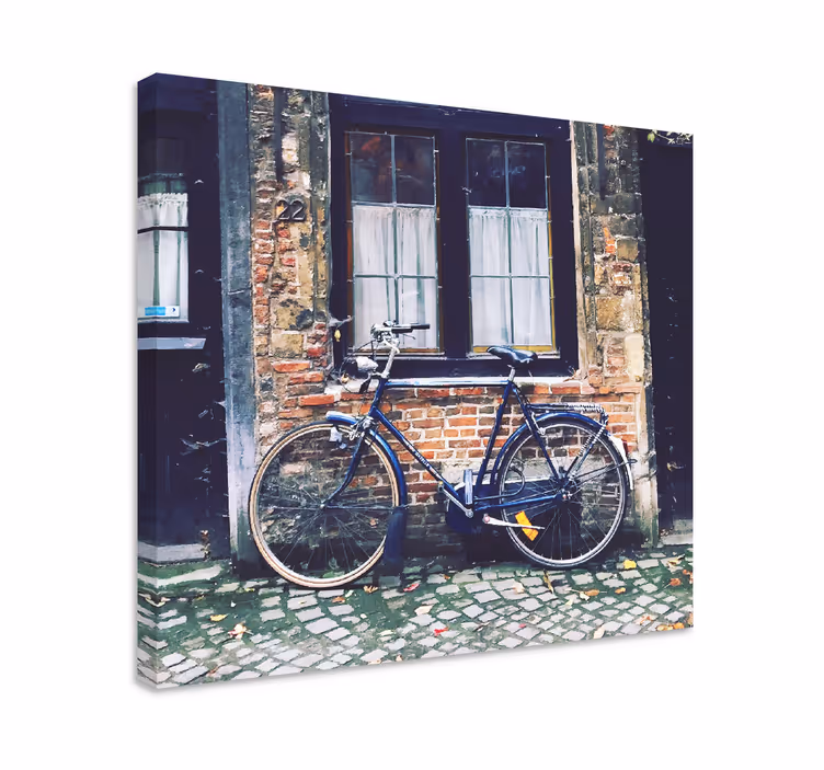 Tablou orașe bicicletă lângă cărămidă - TenStickers