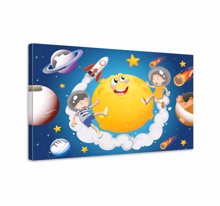 Copii cu desene animate care se joacă în pânza de pepinieră spați - TenStickers