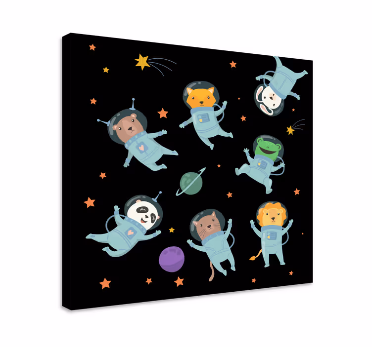 Astronauți de animale în pânza de pepinieră spațială - TenStickers
