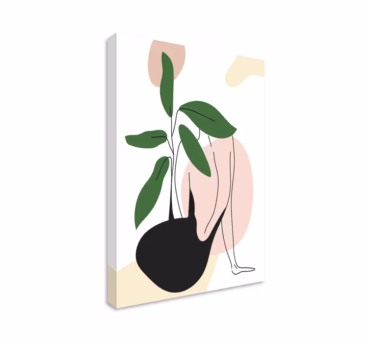 Tablou abstract cu figură feminină și plantă - TenStickers