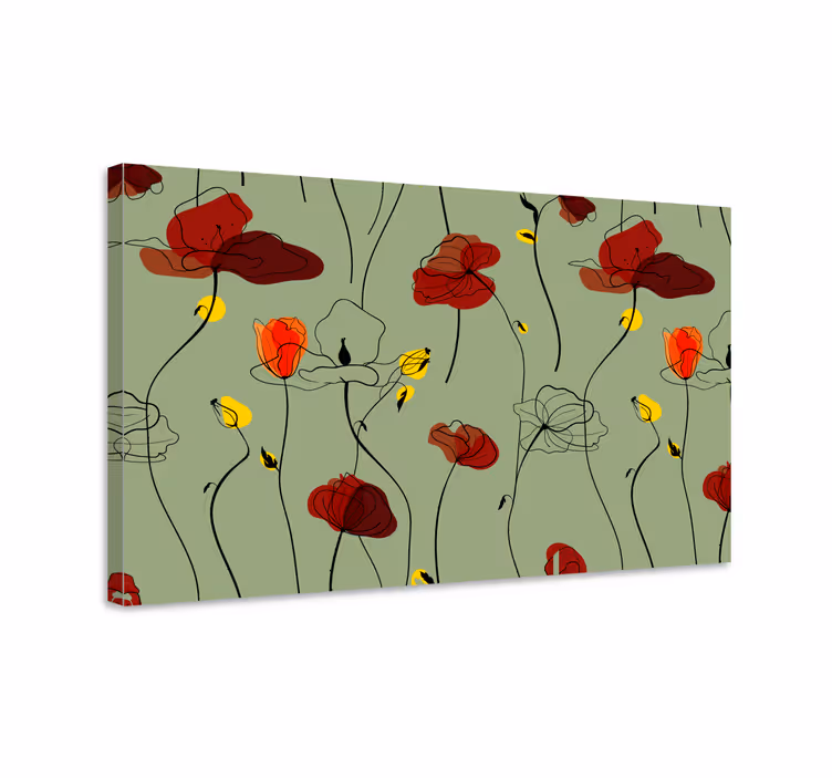 Tablou flori şi plante cu motive de maci - TenStickers
