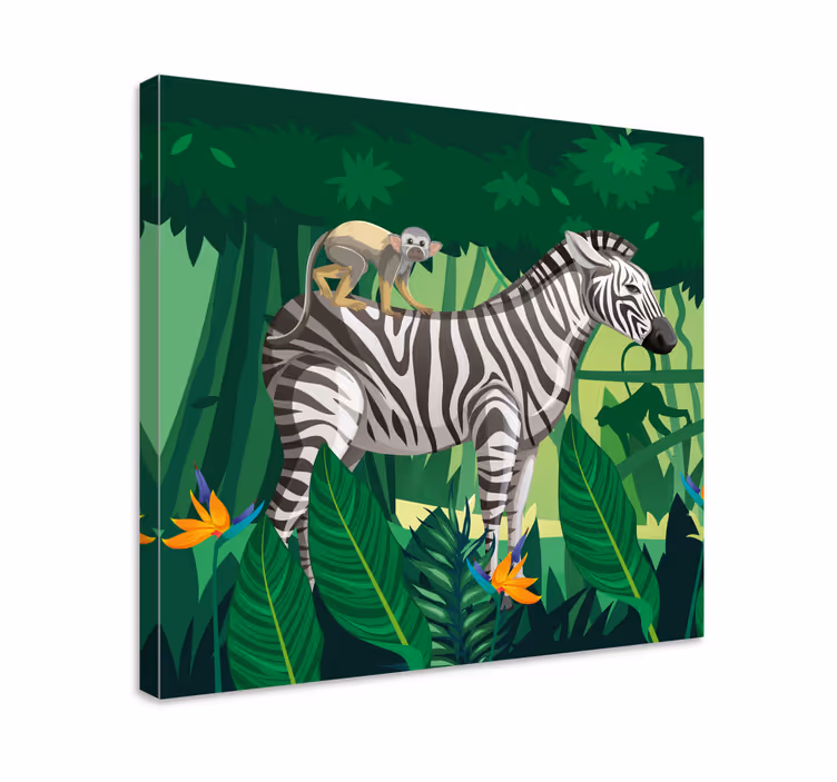 Pânză de pepinieră zebră și maimuță de girafă - TenStickers