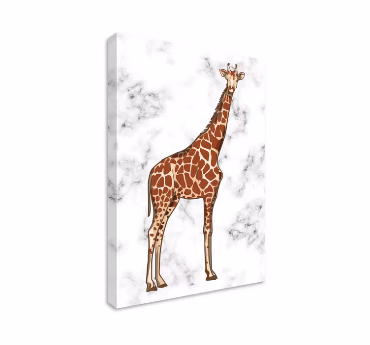 Portret de girafă cu pânză de fundal de marmură - TenStickers
