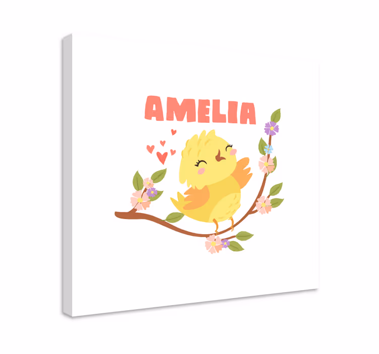 Tablou 3d pasăre galbenă veselă - TenStickers