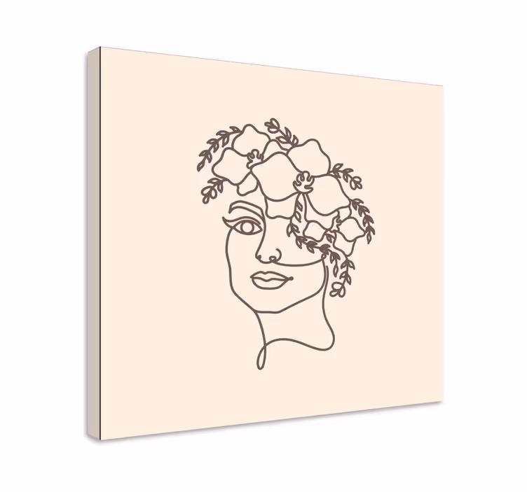 Silueta minimalistă femeie drăguță pânză de flori - TenStickers