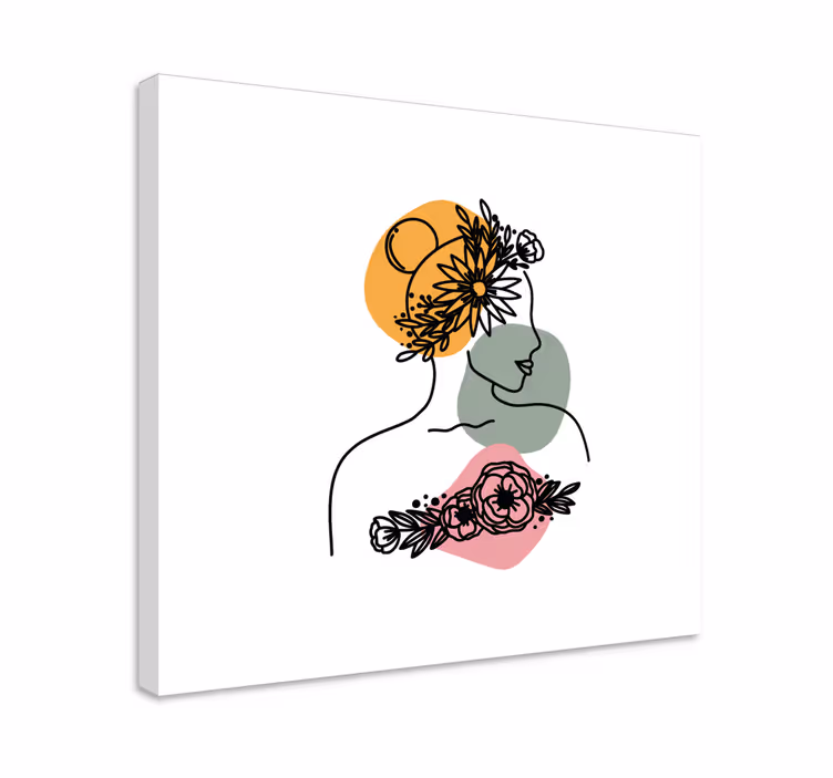 Chip uimitor de femeie cu pânză de flori - TenStickers
