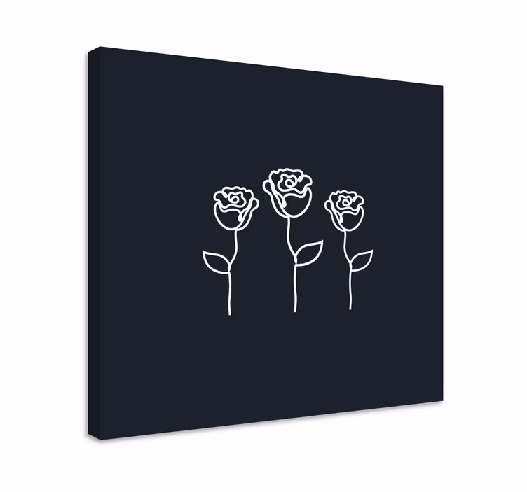 Tablou flori şi plante cu trei trandafiri stilizați - TenStickers