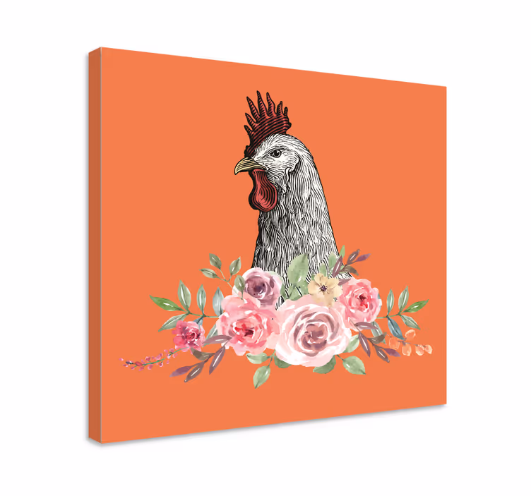 Tablou animale cocoș cu flori - TenStickers