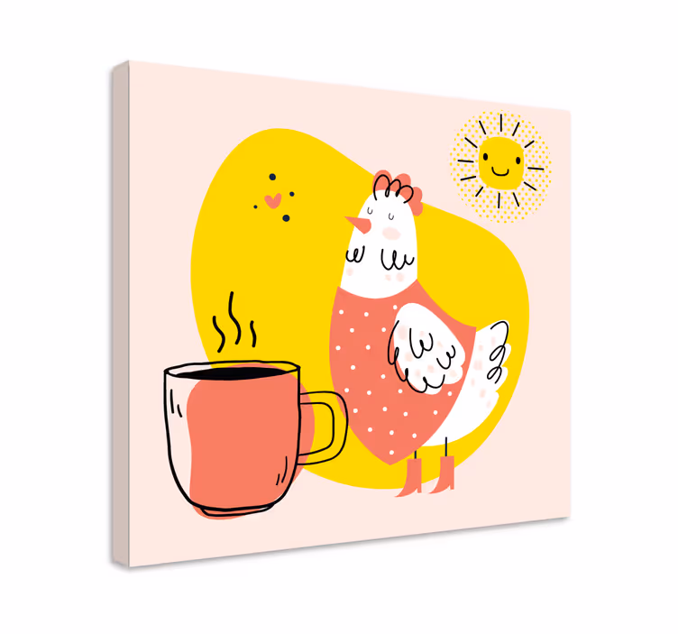 Tablou animale dimineața veselă a găinii - TenStickers