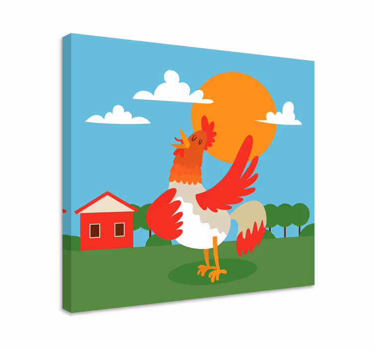 Cocoș în arta canvasde dimineață cu desene animate - TenStickers