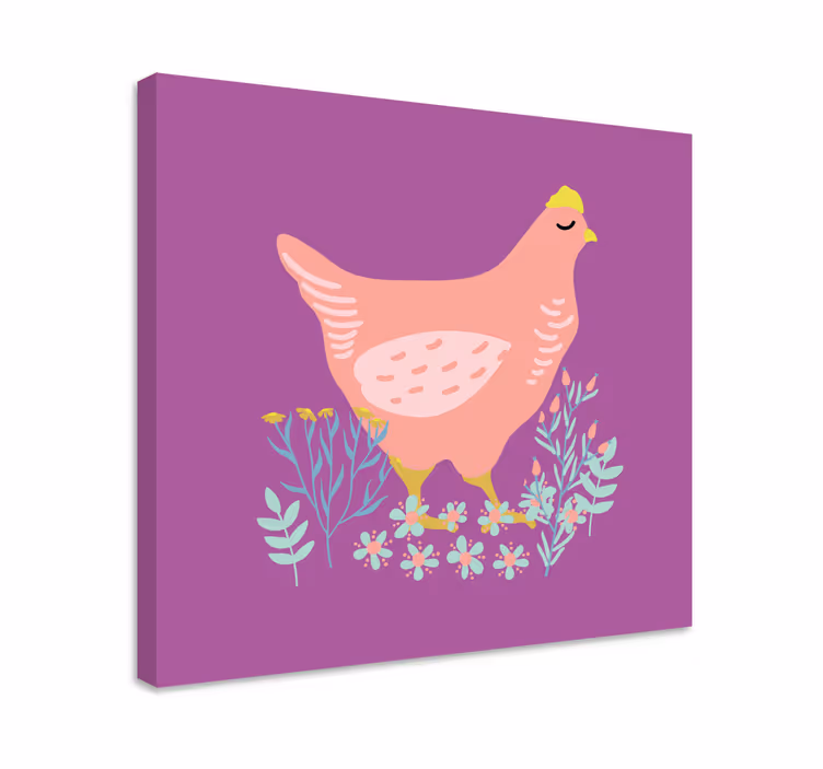 Tablou animale fermecătoare găină roz - TenStickers