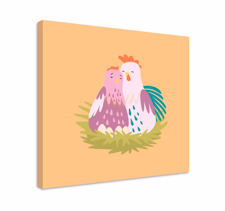 Cuplu roz de pasăre pui de artă - TenStickers