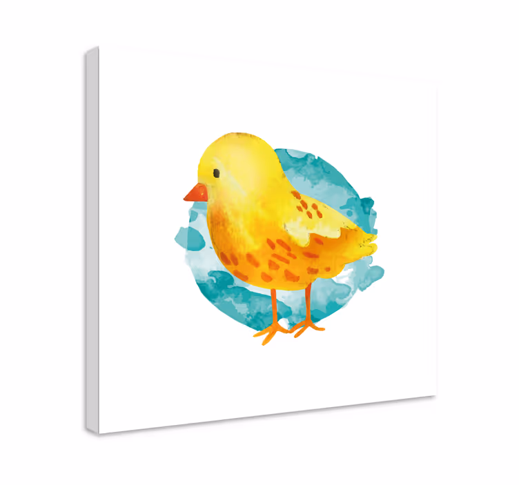 Pui galben pictat pasăre pânză artă - TenStickers